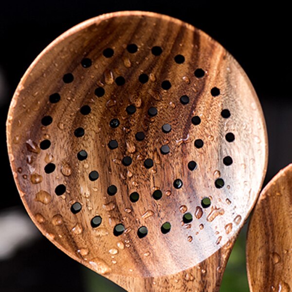 Teak Wood Spoon Long Handle Spoon Ladle Big Rice Paddle Wooden Cooking Spoon Skimmer Scoop Wooden Kitchen Utensils