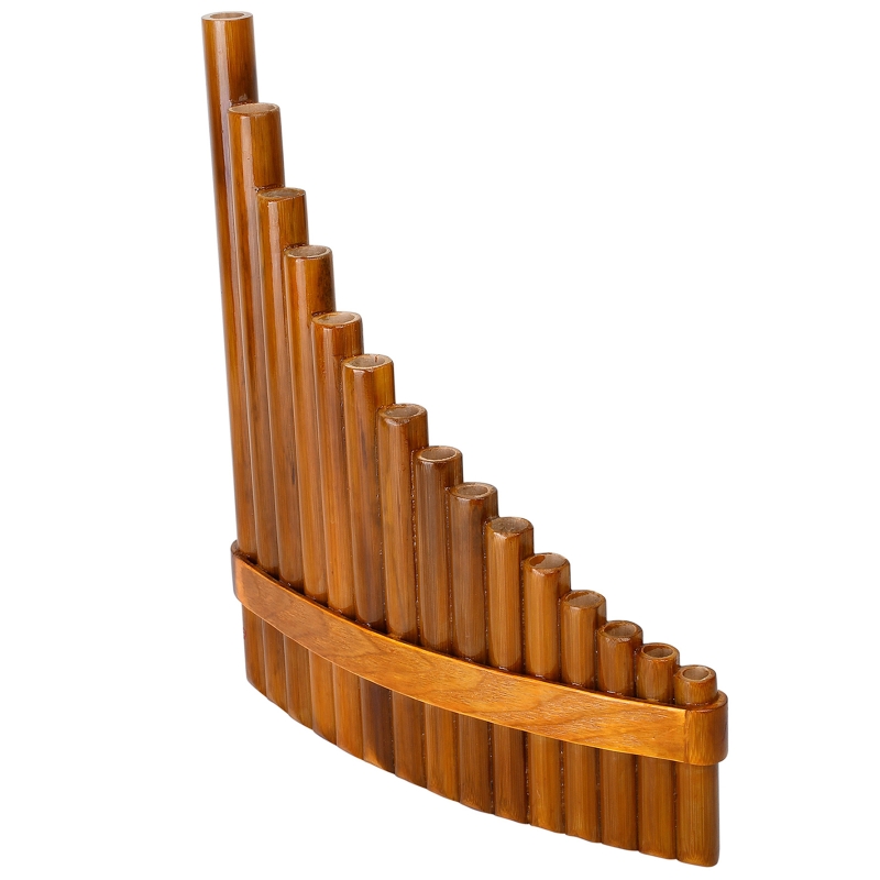 15 Pipes Traditional Natural Brown Pan Flute G Key Chinese Musical Instrument Pan Pipes Woodwind Instrument with 15 Tube