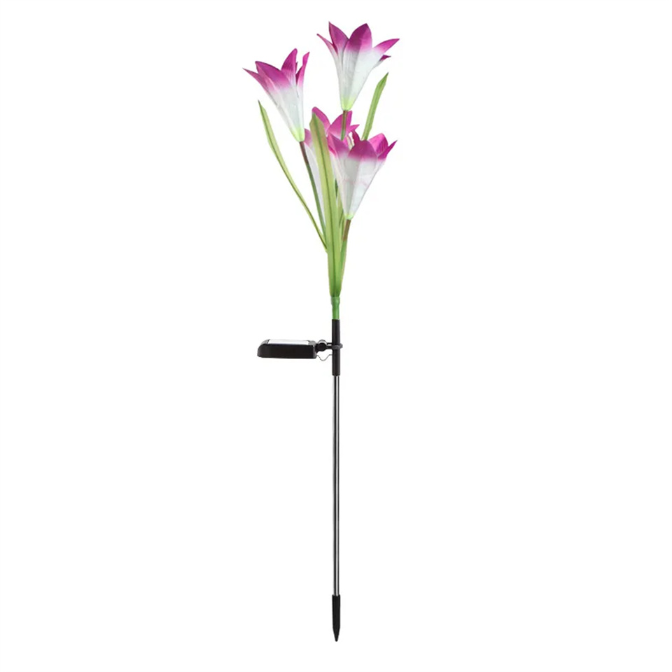 Lily Flower Solar Outdoor Light Ip65 Waterproof Solar Powered for Garden Pathway Landscape Lights Courtyard Yard Decoration: forest green