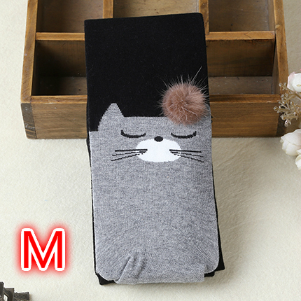 Meisjes stijlen herfst leggings voor baby kids katoen warm prinses meisjes kinderen broek mooie kat warmer kind leggings: Black Size  M