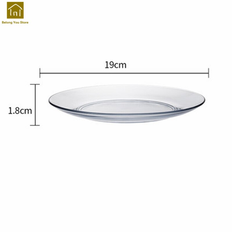 Farve glas tallerken enkel gennemsigtig mikroovn plader middag dyb tallerken tallerken nice verre gafler mad tallerkener wki 087: Gennemsigtig 19cm