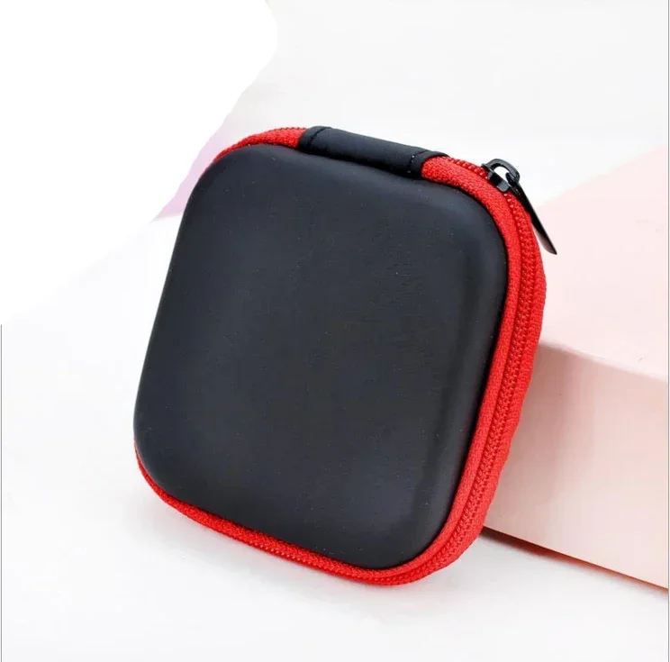 Nette freundlicher Mini Geldbörse Reißverschluss Brieftasche Frauen Damen Männer Reise Kopfhörer Schlüssel USB Kabel SD Karte Halfter Tasche fallen: rot