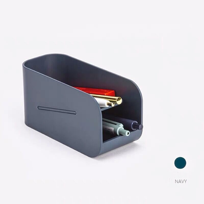 Sharkbang dobbeltlags magnetisk kuglepenholder skrivebord arrangør opbevaring box skole kontor tilbehør papirvarer: Flåde