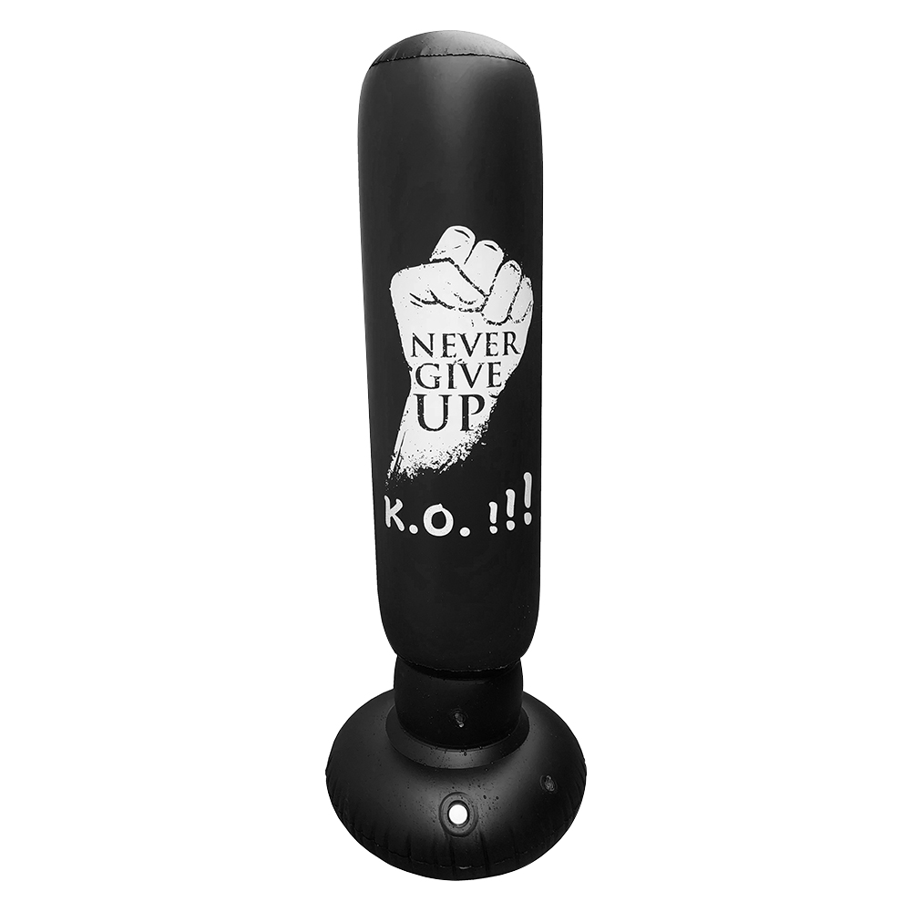 160cm saco de boxe inflável adulto crianças boxe soco chutando saco de areia pvc tumbler inflável ginásio crianças boxe treinamento alvo: Black