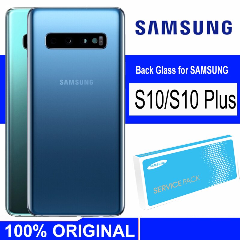 Original Back Glass SAMSUNG Galaxy S10E S10 S10 Plus G975 G973 Back Battery Cover Rear Door Housing Glass Panel with Camera Lens