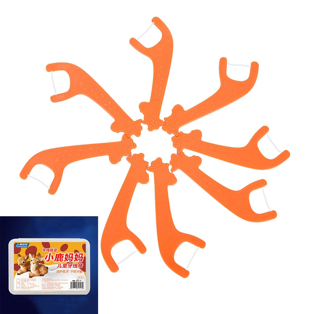 24PCS/box Orange Dental Floss Teeth Stick Tooth Pick Interdental Brushes Teeth Clean Toothpick Flosser Tool