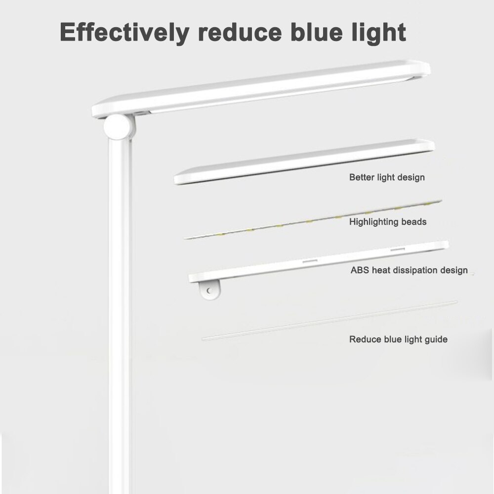 Junejour led bordbordslampe rørende 3 niveaus dæmpbar usb foldelampe øjenbeskyttelse