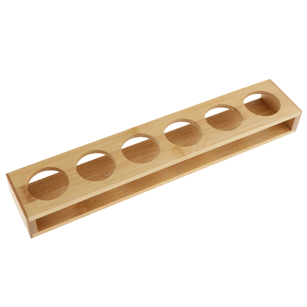 Bamboo Shot Glass Holder Rack Barware Whisky Cup Serving Tray, Perfect for Party Bars Pubs and Home: 6 Holes Straight