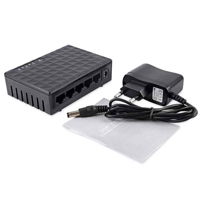 5 Port Gigabit Switch 10/100/1000Mbps RJ45 LAN Ethernet Fast Desktop Network Switching Hub Shunt With EU/US Plug Power Adapter
