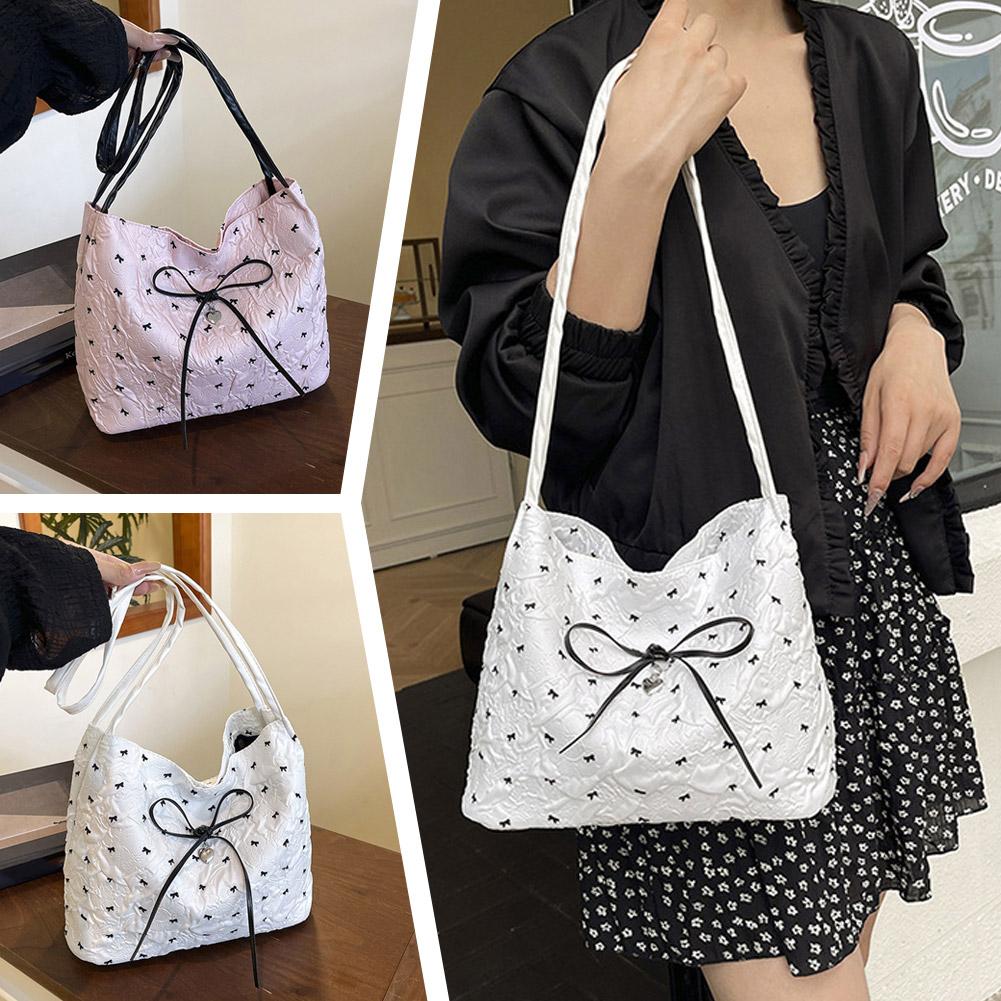 Bow dames schoudertas met grote capaciteit, handtas, crossbodytas, tas voor dagelijks woon-werkverkeer, armtas