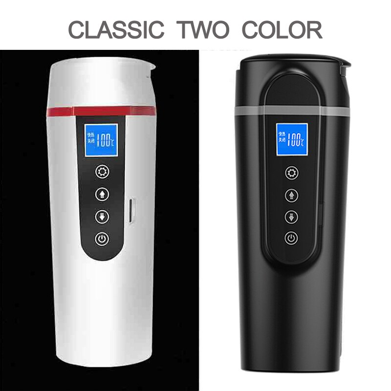 Portable 420ml Stainless Steel 12V/24V Car Heating Cup LCD Display Electric Water Cup Temperature Kettle Coffee Tea Milk Heated