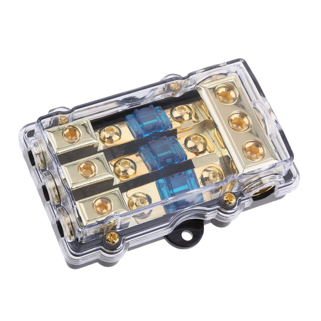 Power Distribution Block Accepts 4/8 AWG Gauge Wire AGU Fuse Holder 60A(3in 1out) High Power in-line Fuses