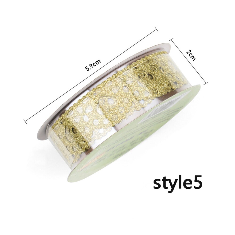 1 rollo de cinta adhesiva de oro brillante creativa, cintas de encaje con purpurina, cintas Washi manual autoadhesivo para estudiantes, decoración DIY: style5