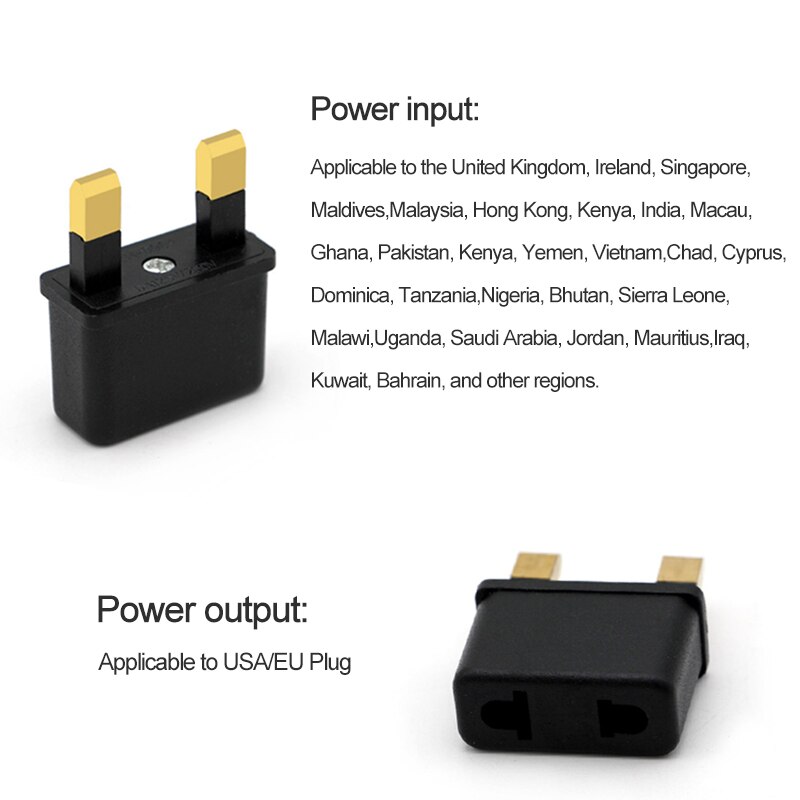 Universal EU US to UK AC Travel Adapter Wall Charger Outlet Adapter Converter 2Socket Input Pin Dubai Singapore Malaysia England