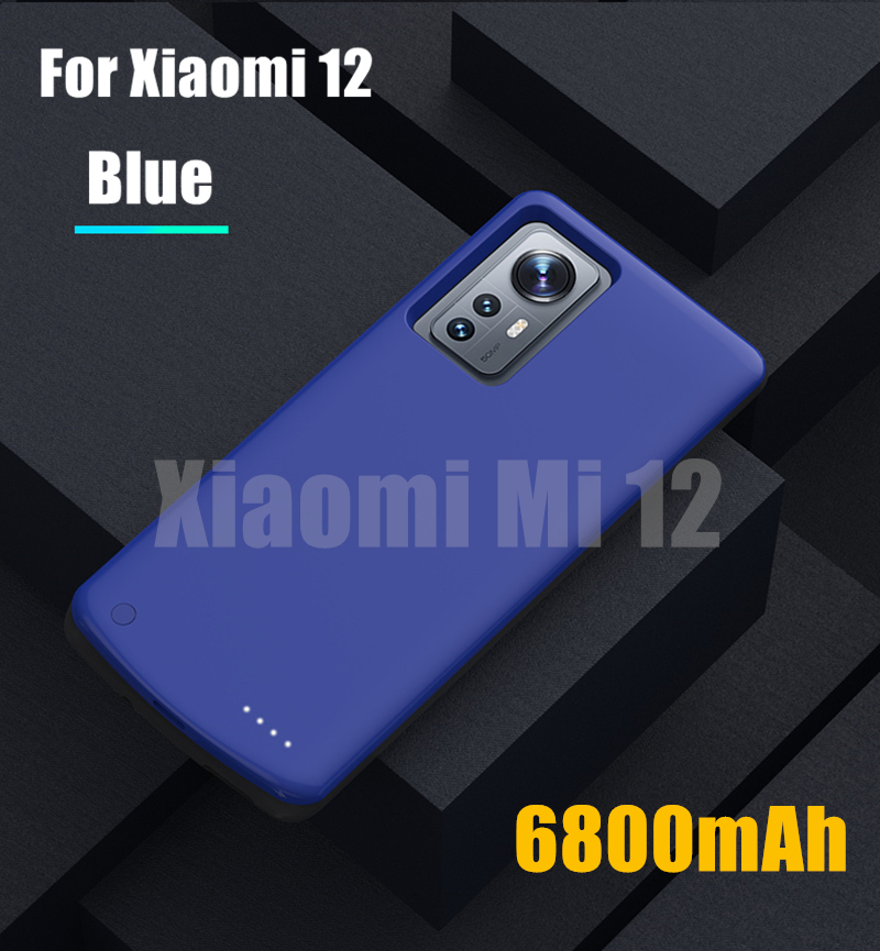Externe Batterij Oplader Cover Voor Xiaomi Mi 12 Pro 12X Batterij Gevallen 6800Mah Power Bank Opladen Cover Voor Xiaomi 12 Power Case: Mi 12X Blue