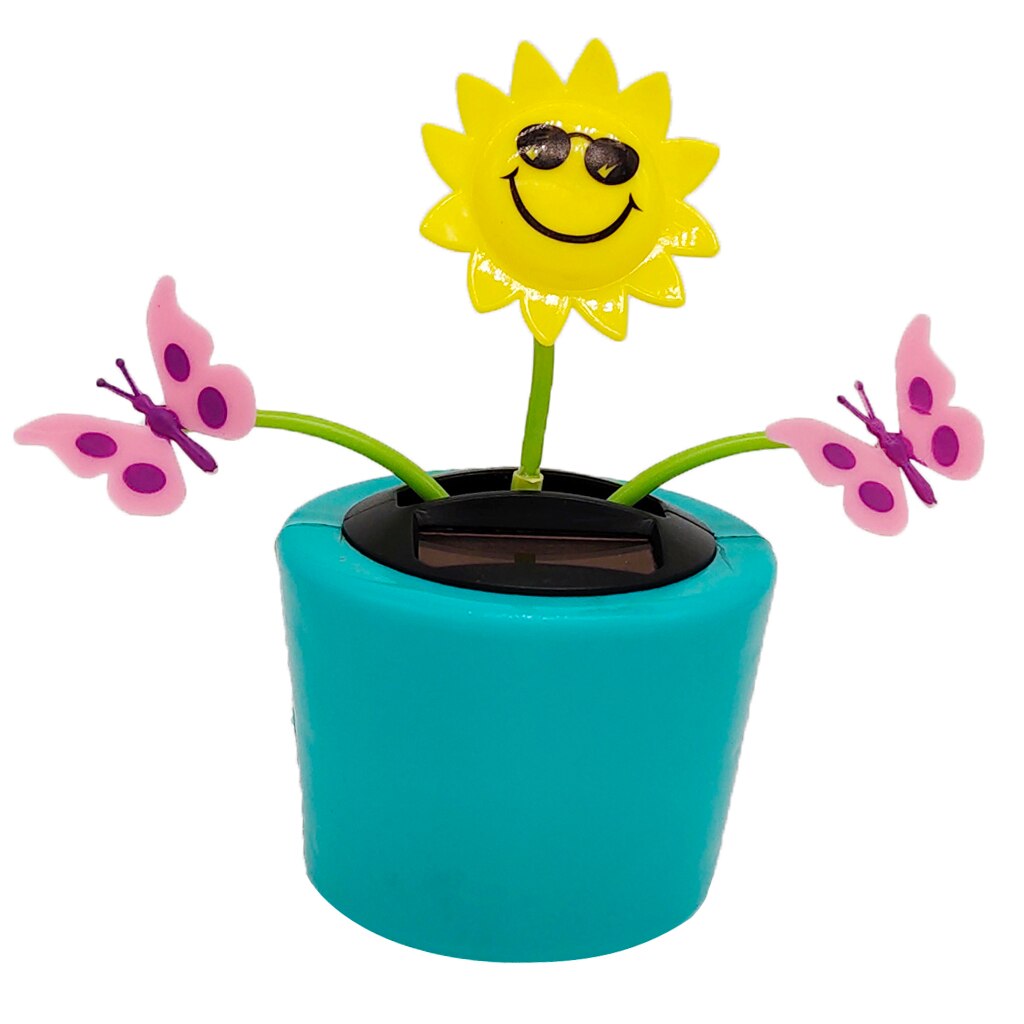 Op zonne-energie werkende bloem, insectenschuddende pop, speelgoed, huisdecoratie, auto, ornament, bloempot, vlinder en zonnebloem