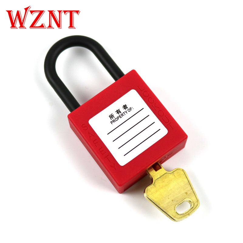 NT-26P 4mm 26mm red thermoplastic plastic nylon shackle safety lockout padlock with copper cylinder key