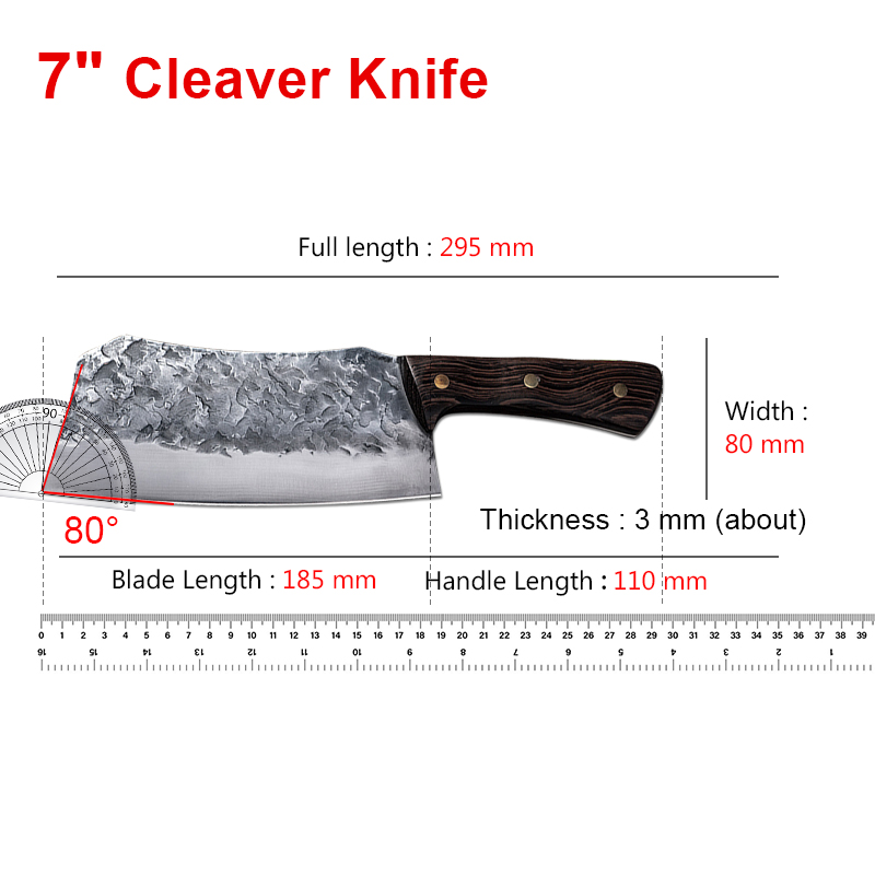 Handmade Forged Kitchen Knife High Carbon Steel Chef Slicing Chopping Butcher Knife Traditional Cooking Tools: Default Title
