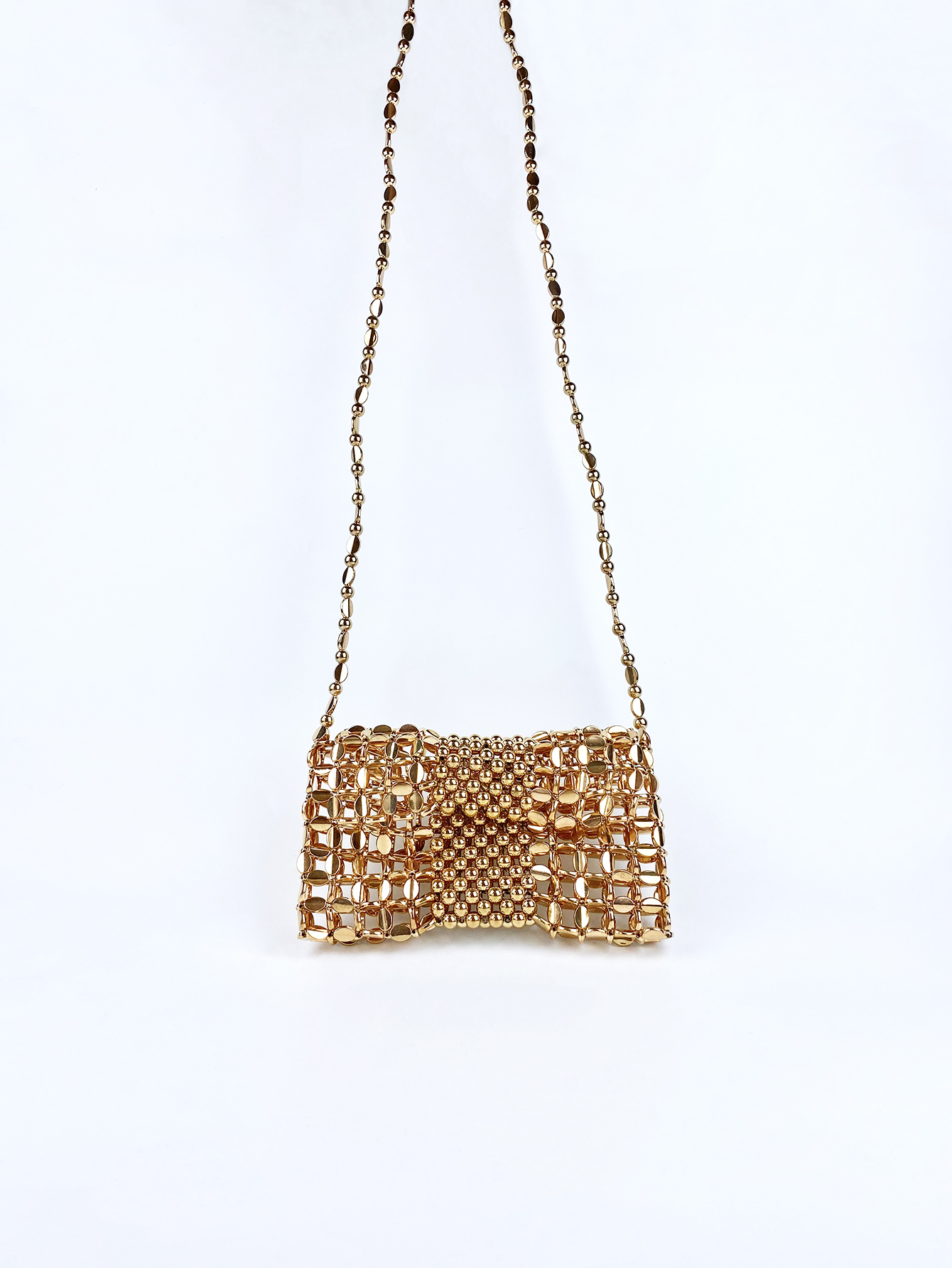 niche goud geweven ketting mobiele telefoon nul portemonnee crossbody handgemaakte dames geweven crossbody tas met kralen