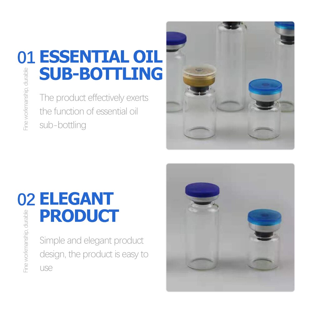 30pcs Glass Vials 10ml Liquid Medicine Dispenser Medicine Bottles with Caps