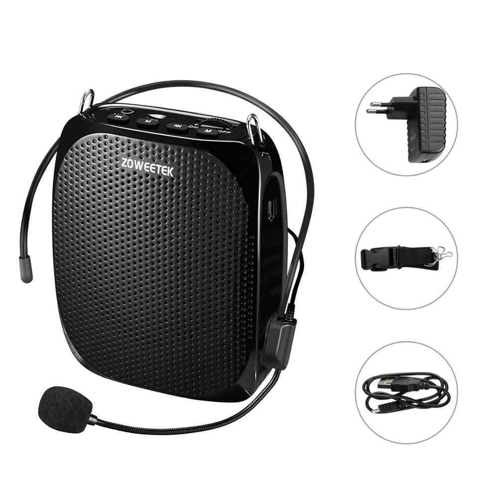 Zoweetek – Mini amplificateur vocal Portable Rechargeable, haut-parleur avec Microphone filaire pour enseignants, prend en charge le Format MP3 Audio Z258: Black EU Plug