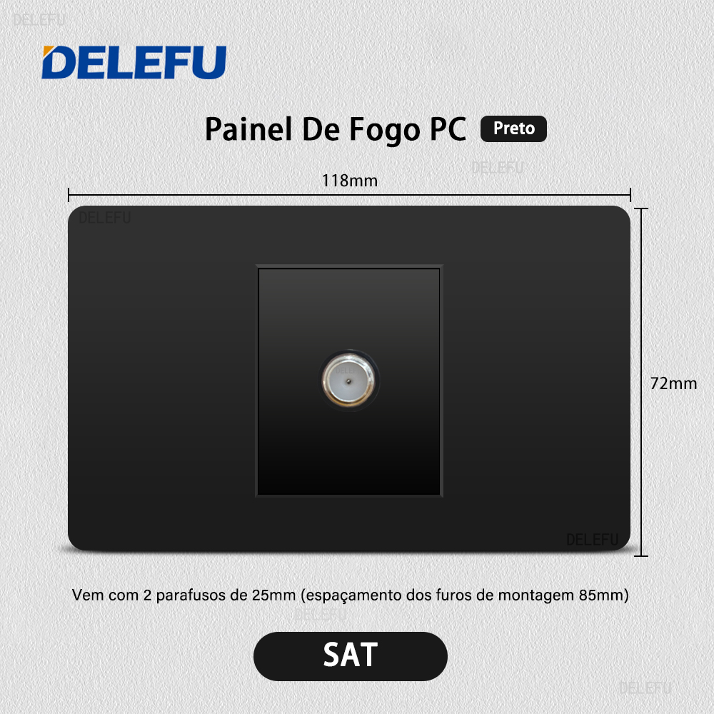 DELEFU Panel de PC ignífugo doble USB tipo C carga Brasil salida estándar interruptor de luz de pared negro enchufe eléctrico 10A 20A