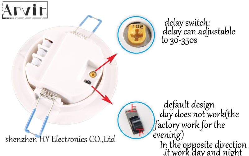 220V 110v Recessed PIR Ceiling Occupancy Motion Sensor Detector Light Switch
