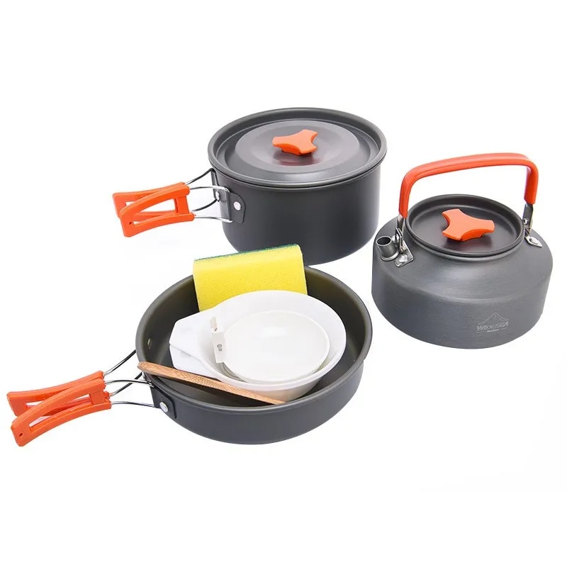 Annulation ESEA-Batterie de cuisine de camping, ensemble de casseroles d'extérieur, plats touristiques, melon, équipement de cuisine, ustensiles de randonnée, pique-nique, voyage: Default Title