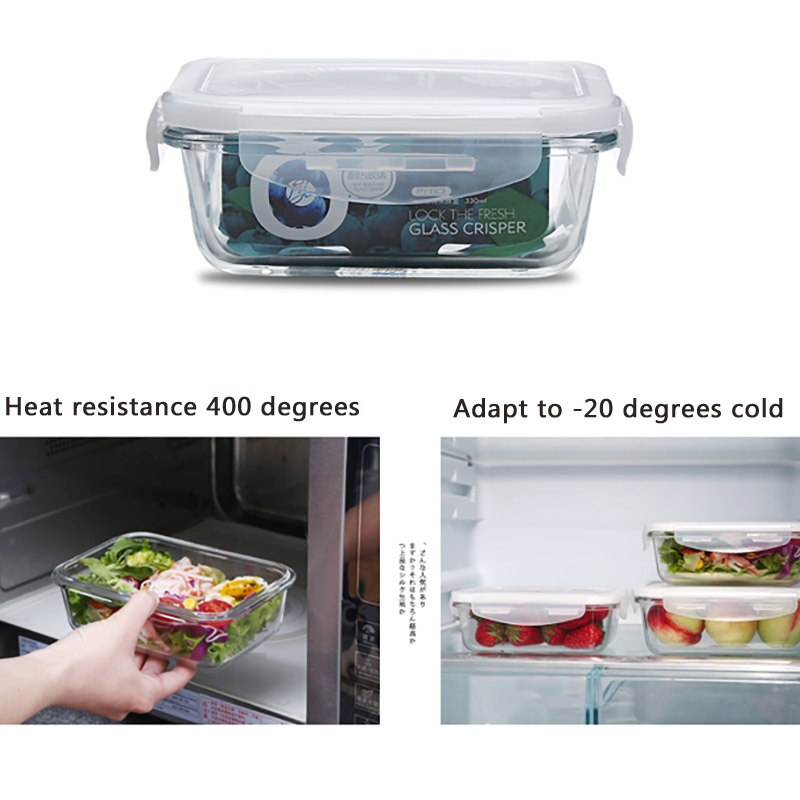 Food Glass Meal Prep Containers 2 Compartment leakproof borosilicate Lunch box Bento Box with lids Freezer Microwave oven