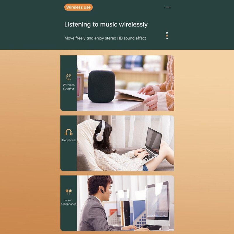 B12 USB Bluetooth 5.0 Receiver Transmitter Wireless Music Audio Dongle Adapter Hands-Free for PC Speaker Mouse Laptop