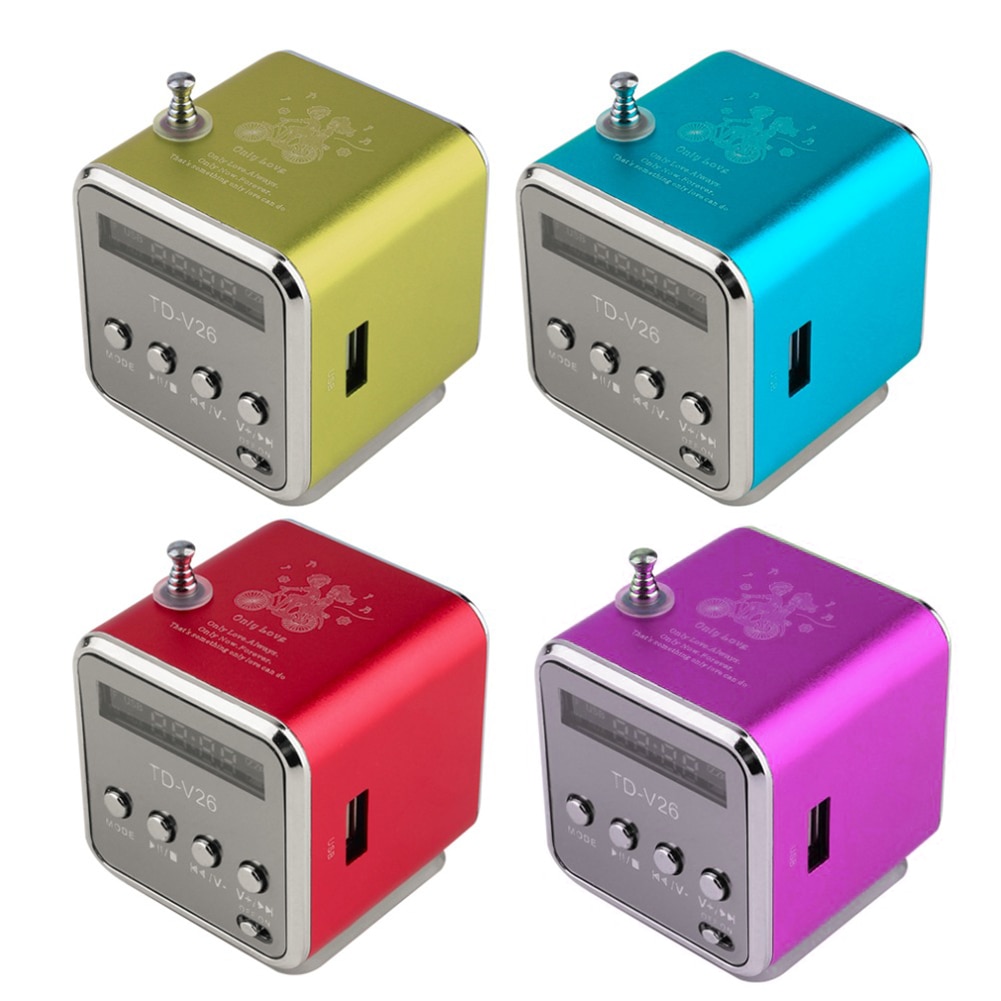 TD-V26 Mini Digitale Fm Radio Speaker Draagbare Fm Radio Ontvanger Met Led Display Scherm Luidspreker Ondersteuning Tf-kaart