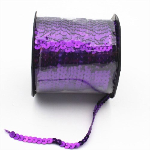 10 yard/lot 6mm diamètre plat rond PVC Paillettes ruban Paillettes couture sur garnitures pour artisanat, femmes vêtements accessoires: Purple 10yards