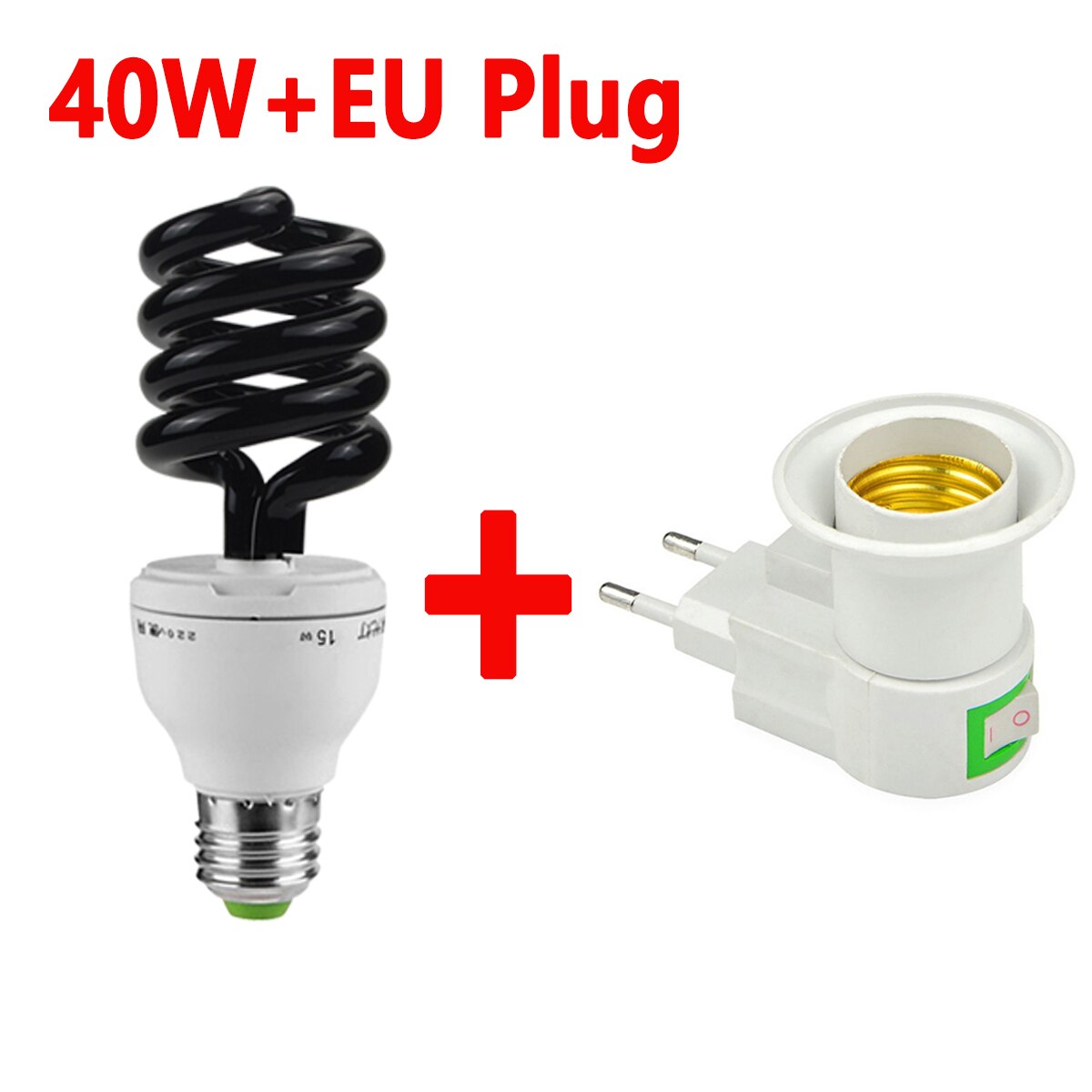 Uv BLB Schwarzlicht Blau Glühbirne UV lampe 15W/20W/30W/36W /40W Leuchtstoff Erkennung lampe 220V violett Locken lampe + E27 EU Stecker: 40W