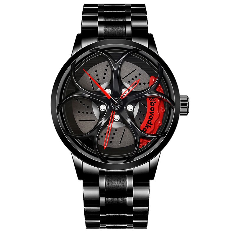 Boyadka horloges heren wiel velg naaf horloge heren polshorloge klok sportwagen op maat heren polshorloge relogio masculin: B5073- rood-gd
