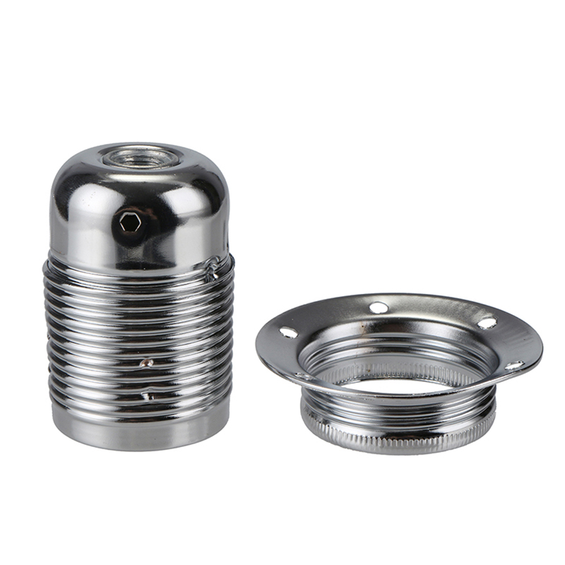 Portalampada a portato E27 Vintage ▾ fai-da-te base per lampadina a sospensione industriale con anello Portalampada adattatore per attacco a vite retrò: Grigio