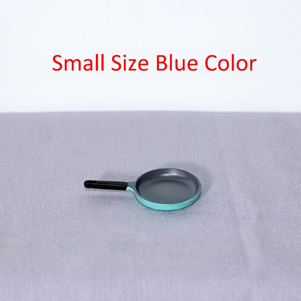 1/12 1/6 Dollhouse Miniature Accessories Mini Alloy Frying Pan Model Simulation Saucepan Toys for Doll House Decoration: Small Size Blue