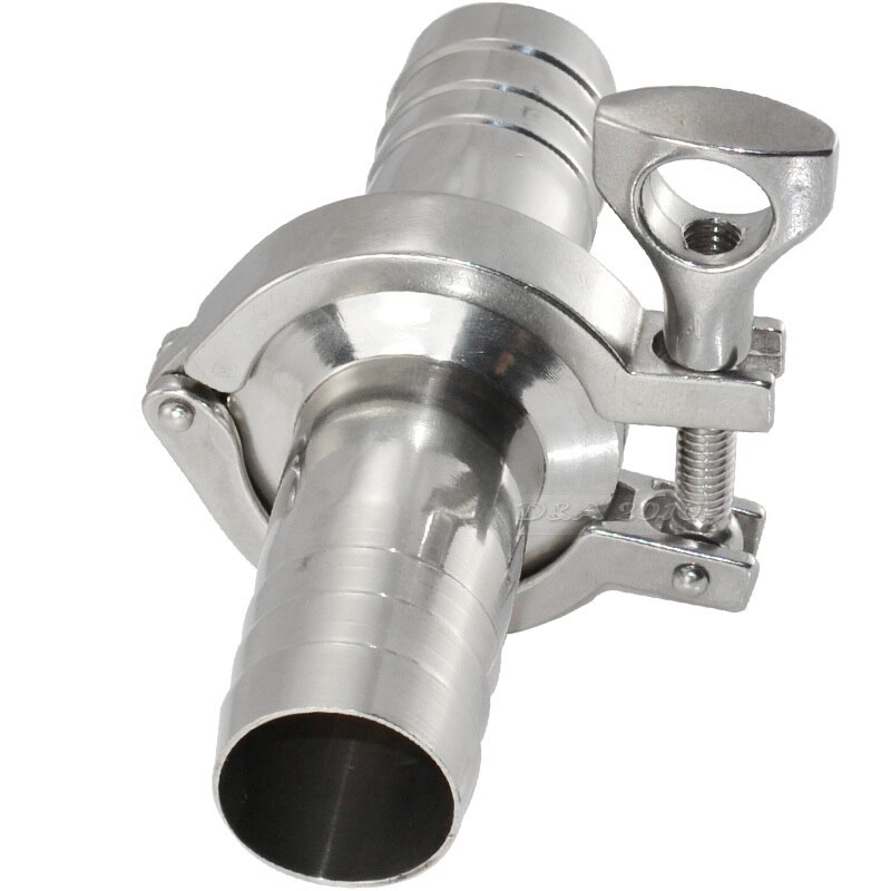 High Quality2 Pcs 1" 25MM Sanitary Hose Barb Ferrule +1.5" Tri Clamp + PTFE Gasket Stainless Steel SUS SS 316
