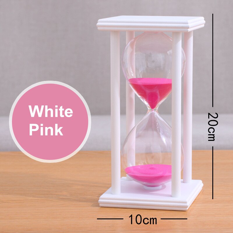 Timeglas 60 minutter sand ur ur en times timer træ timing ur boligindretning moderne dekoracion hogar moderno sl -4z: Hvid lyserød