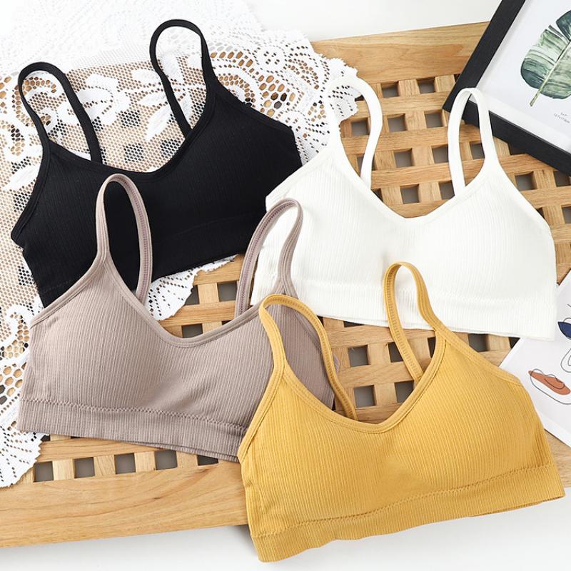 Women Wireless Padded Tube Top One-piece Solid Color Bralette Backless Nonadjusted Straps Crop Top 2022