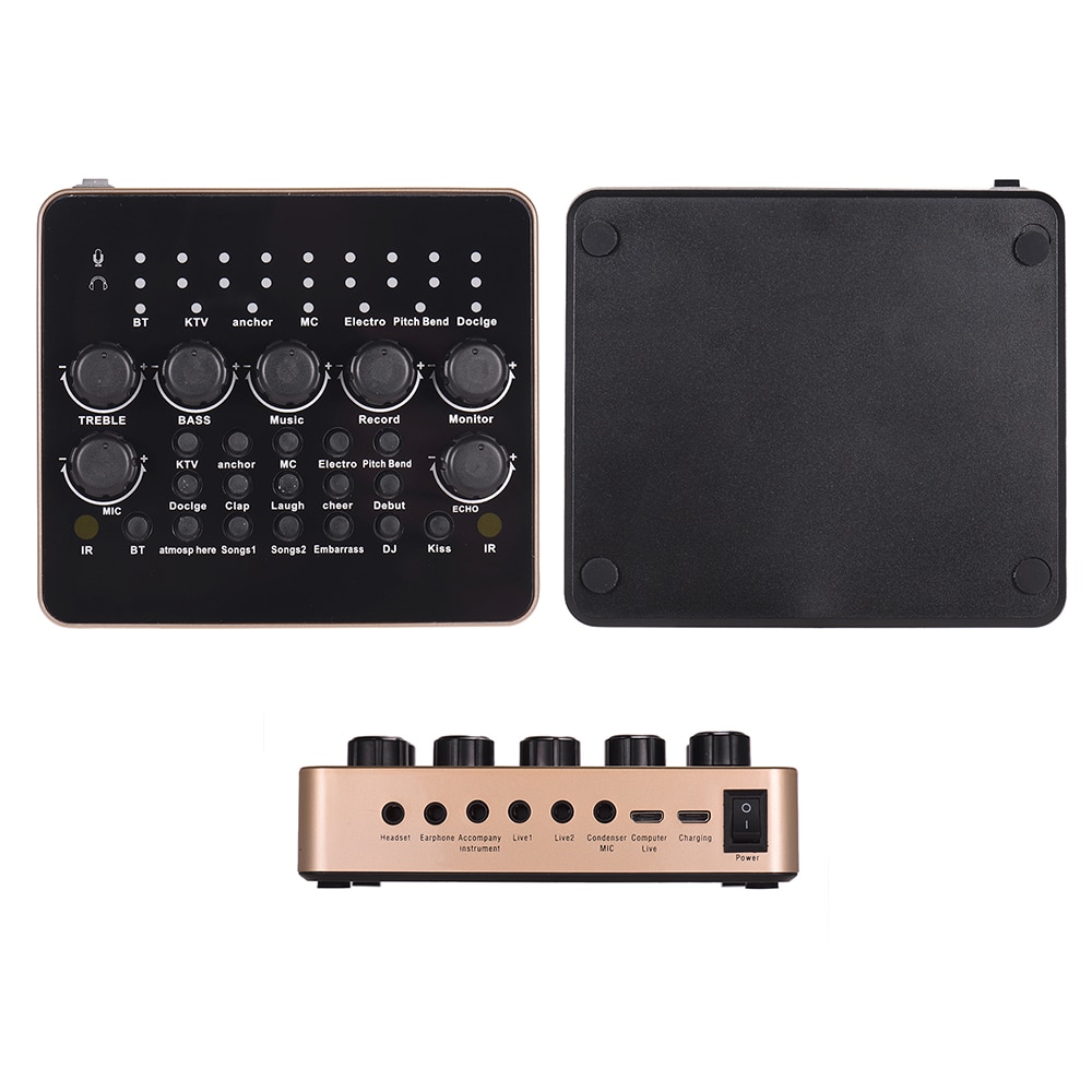 Carte son portable rechargeable en direct, changeur de voix, carte son intégrée, multiples effets sonores, connexion bt avec télécommande