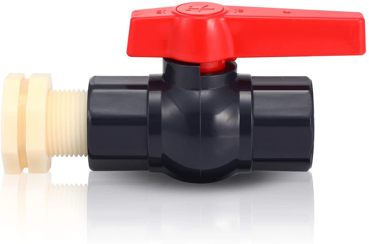 Rain Barrel Spigot Kit 3/4 Inch PVC Ball Valve, Double Female Thread, with Bulkhead Fitting Adapter, Male Thread, for Water Tank