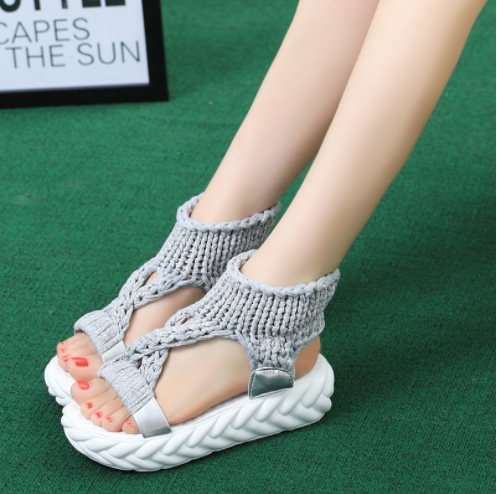 2024 Vrouwen Platform Sandalen Zomer Gladiator Sandalen Schoenen Dikke Hakken Dames Wit Sandalias Casual: Khaki / 35