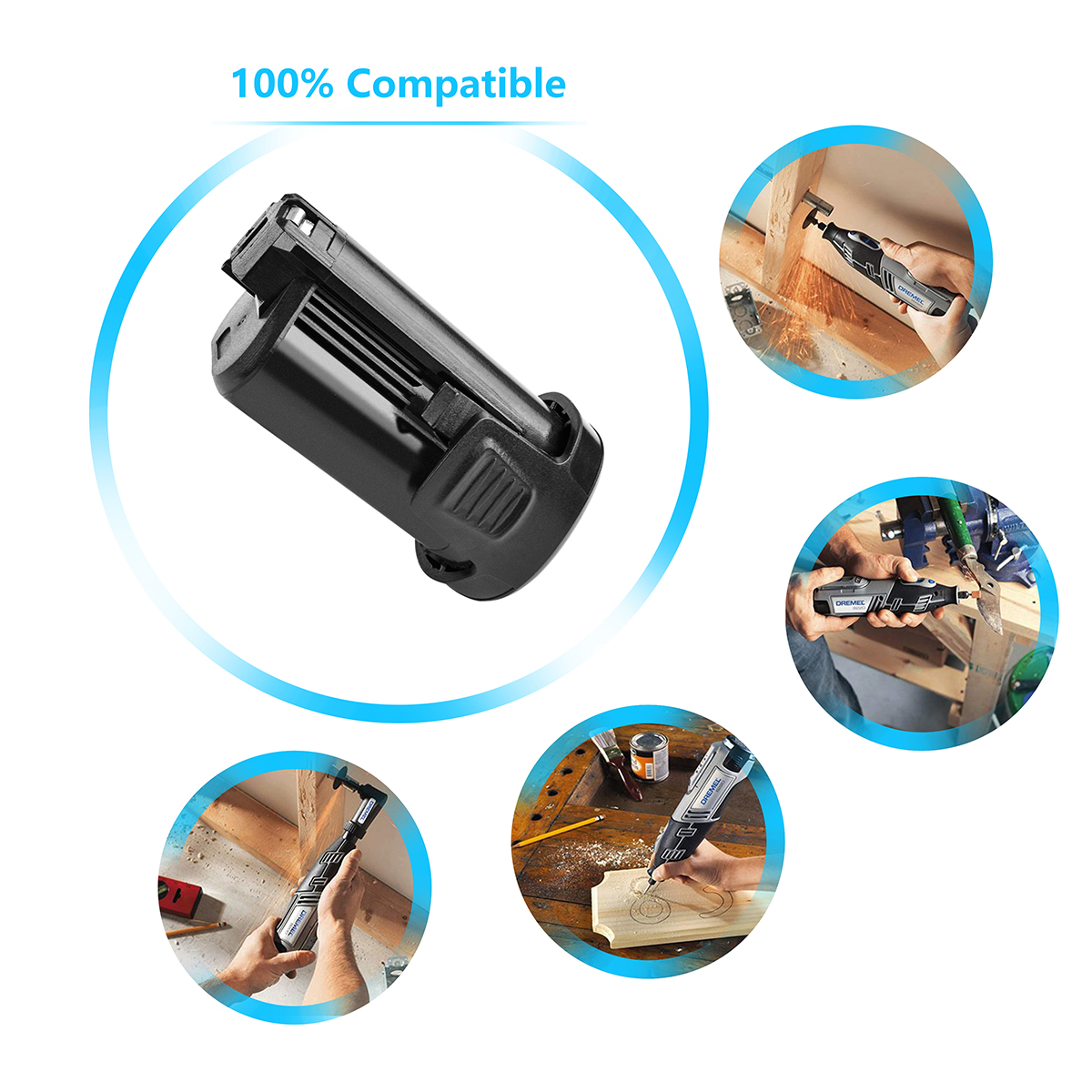 Turpow 12v 3500 8300 -ion battery for dremel 8200 8220 8220  b812-02 8200 oscillating tool replacement battery