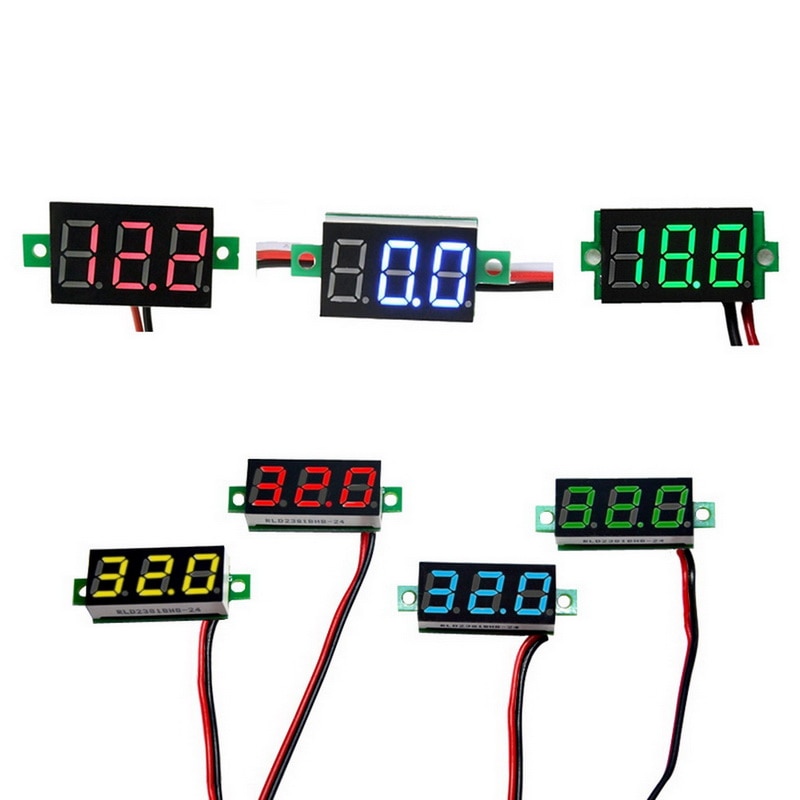 1 Pcs Digitale Voltmeter Led Display Mini 2/3 Draden Voltage Meter Ammeter Hoge Nauwkeurigheid Rood/Groen/Blauw Dc 0 V-30 V 0.36"