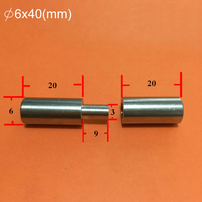 Charnière de porte soudée en acier inoxydable 304, charnière industrielle, prise mâle et femelle, sans rouille, robuste et robuste: 6x40