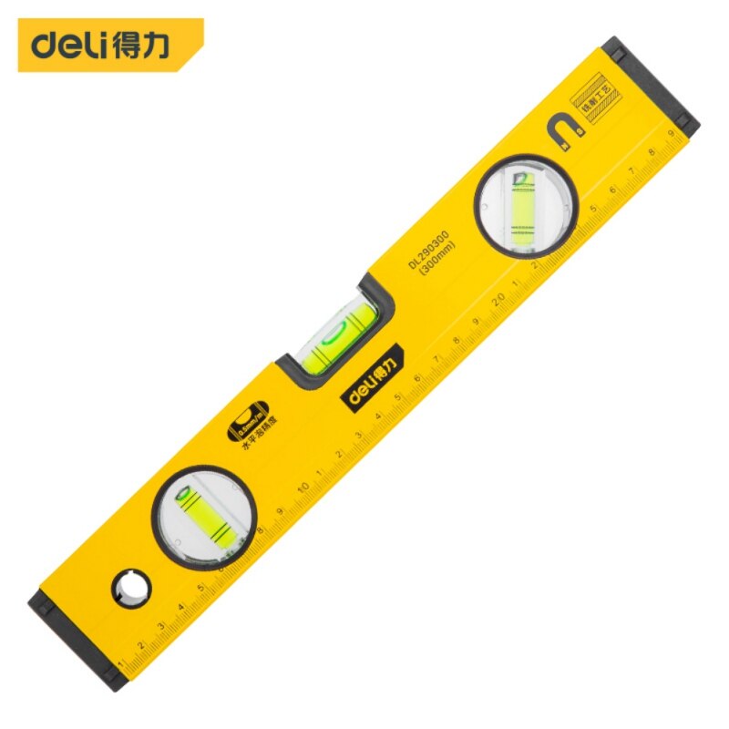 Deli hög precisions vattenpass magnetisk höglagerlinjal spak bubblor rostfri horisontell linjal vattenpass balanslinjal: 300mm