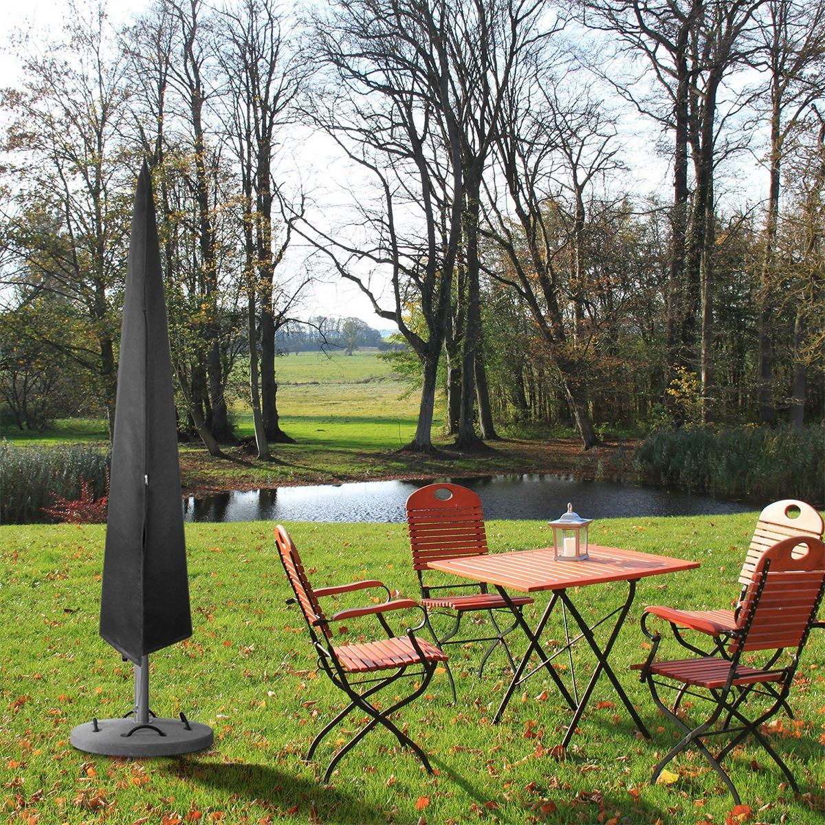 Large Umbrella Cover Oxford Fabric Waterproof UV Garden Patio Cantilever Parasol Umbrella Zipper Cover​ With Telescopic Rod