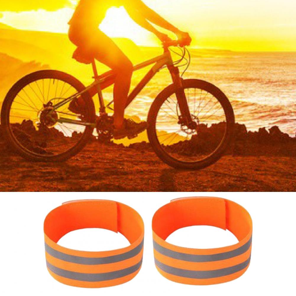 2Pcs Self-Adhesive Cycling Reflective Bands Magic Stickers Tapes Safety Leg Straps Strips Warning Armband Reflector Wristband