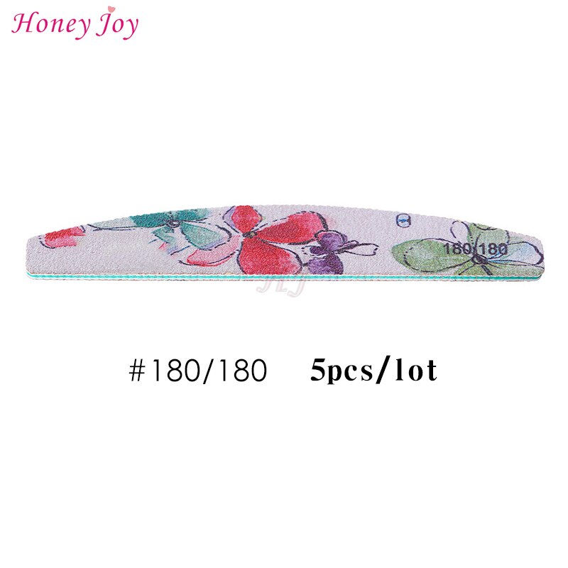 Grit #80/#100/#180 Curve Dubbele Side Nagelvijlen Nagelvijl Buffer Schuurblok Polish wasbare Bestand Manicure Gereedschap: 5 pcs Grit 180