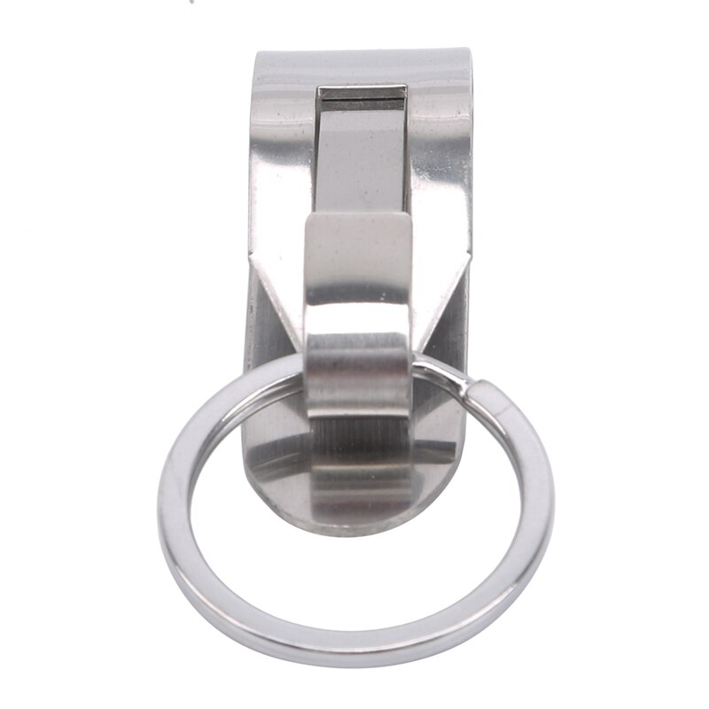 Stainless Steel Keychain Security Clip On Heavy Duty Belt Key Clip Belt Key Ring 2 Detachable Keyrings Belt Key Holder: Single lap